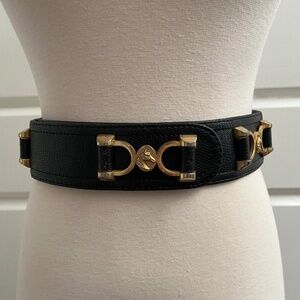 Vintage Leather Horse Belt, Made in France, Black, Size S / M